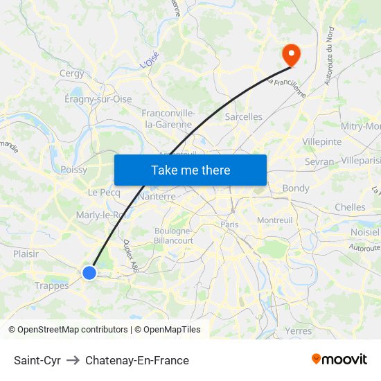 Saint-Cyr to Chatenay-En-France map