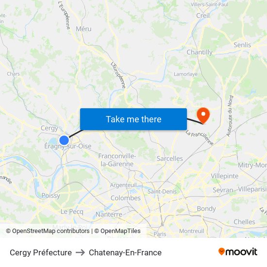 Cergy Préfecture to Chatenay-En-France map