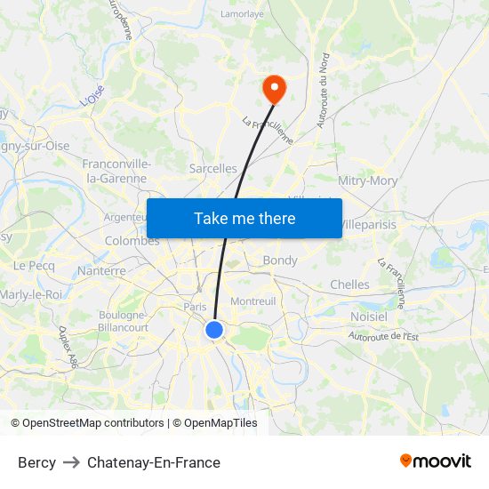 Bercy to Chatenay-En-France map