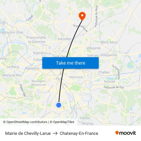 Mairie de Chevilly-Larue to Chatenay-En-France map