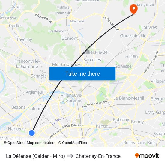 La Défense (Calder - Miro) to Chatenay-En-France map