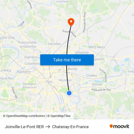 Joinville-Le-Pont RER to Chatenay-En-France map