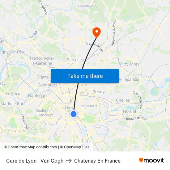 Gare de Lyon - Van Gogh to Chatenay-En-France map