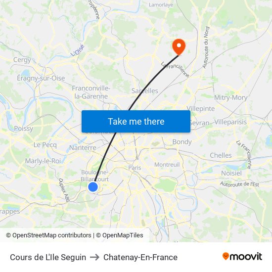 Cours de L'Ile Seguin to Chatenay-En-France map