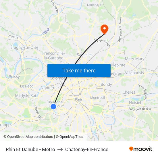 Rhin Et Danube - Métro to Chatenay-En-France map