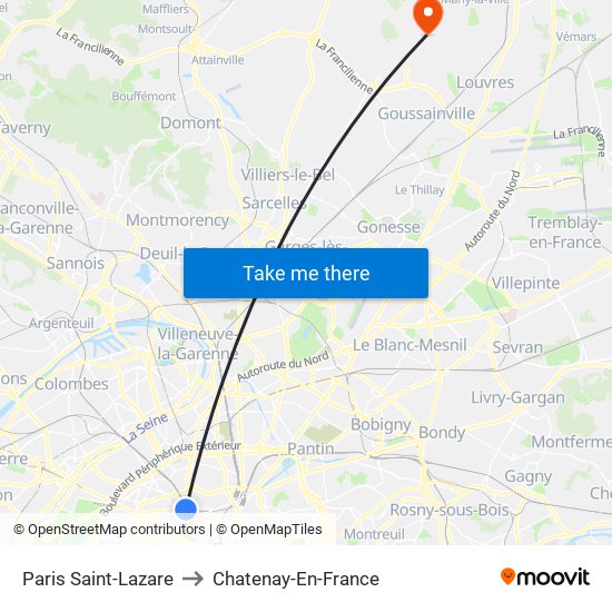 Paris Saint-Lazare to Chatenay-En-France map
