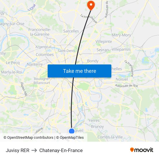 Juvisy RER to Chatenay-En-France map