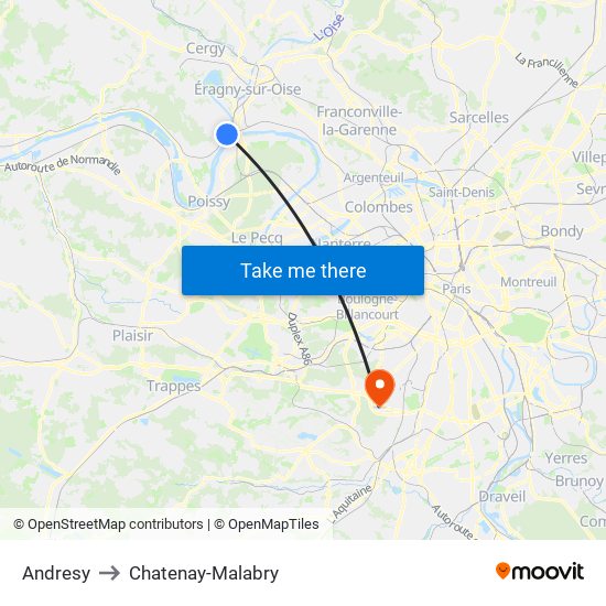 Andresy to Chatenay-Malabry map