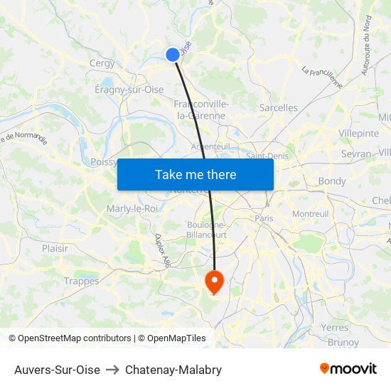 Auvers-Sur-Oise to Chatenay-Malabry map