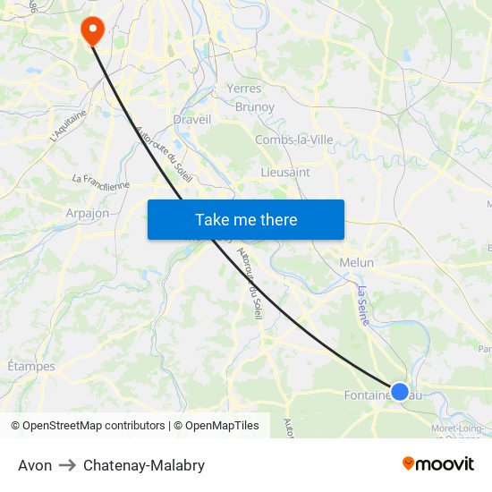 Avon to Chatenay-Malabry map