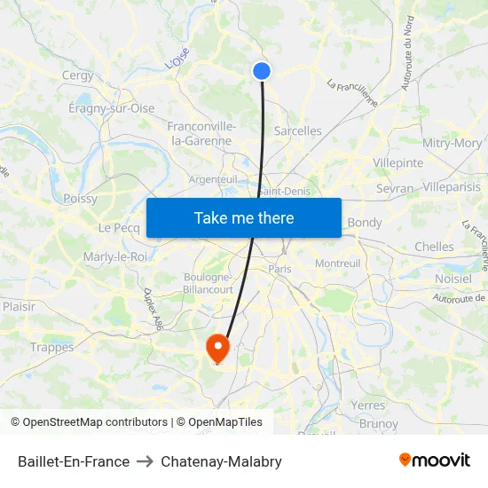 Baillet-En-France to Chatenay-Malabry map