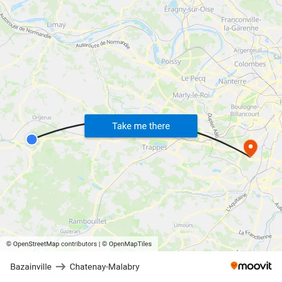 Bazainville to Chatenay-Malabry map