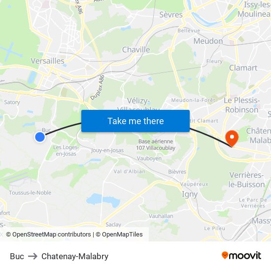Buc to Chatenay-Malabry map