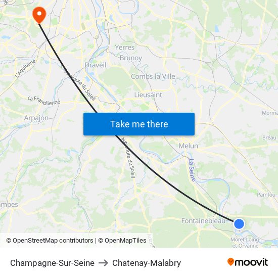 Champagne-Sur-Seine to Chatenay-Malabry map