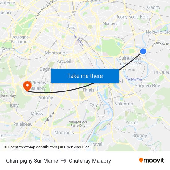 Champigny-Sur-Marne to Chatenay-Malabry map