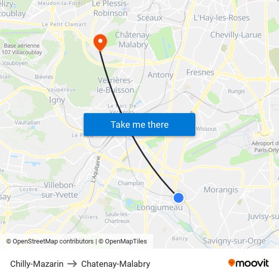 Chilly-Mazarin to Chatenay-Malabry map