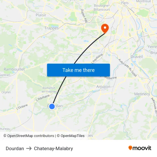 Dourdan to Chatenay-Malabry map