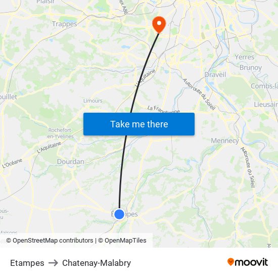 Etampes to Chatenay-Malabry map