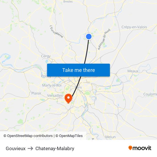 Gouvieux to Chatenay-Malabry map