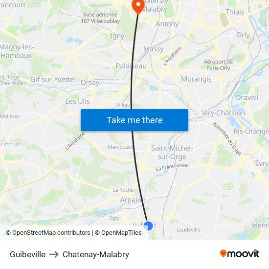Guibeville to Chatenay-Malabry map
