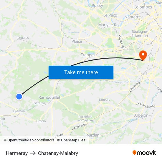 Hermeray to Chatenay-Malabry map