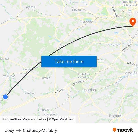 Jouy to Chatenay-Malabry map
