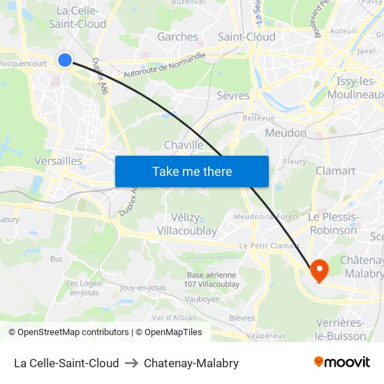 La Celle-Saint-Cloud to Chatenay-Malabry map