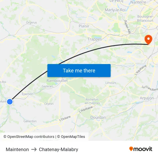 Maintenon to Chatenay-Malabry map
