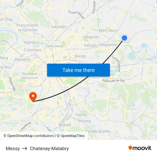 Messy to Chatenay-Malabry map