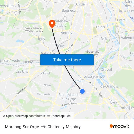 Morsang-Sur-Orge to Chatenay-Malabry map