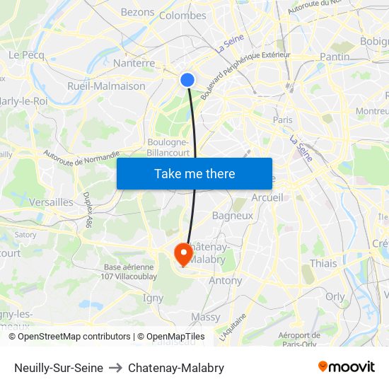 Neuilly-Sur-Seine to Chatenay-Malabry map