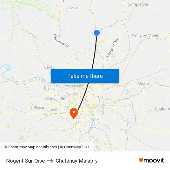 Nogent-Sur-Oise to Chatenay-Malabry map