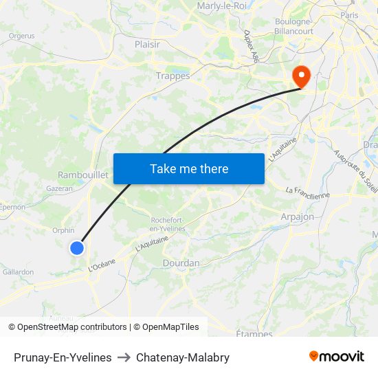 Prunay-En-Yvelines to Chatenay-Malabry map