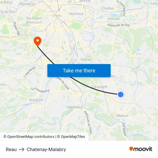Reau to Chatenay-Malabry map