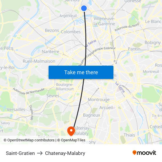 Saint-Gratien to Chatenay-Malabry map