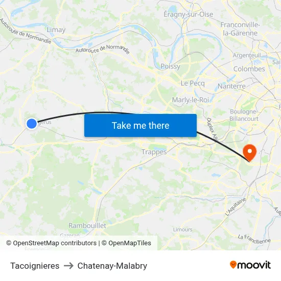 Tacoignieres to Chatenay-Malabry map