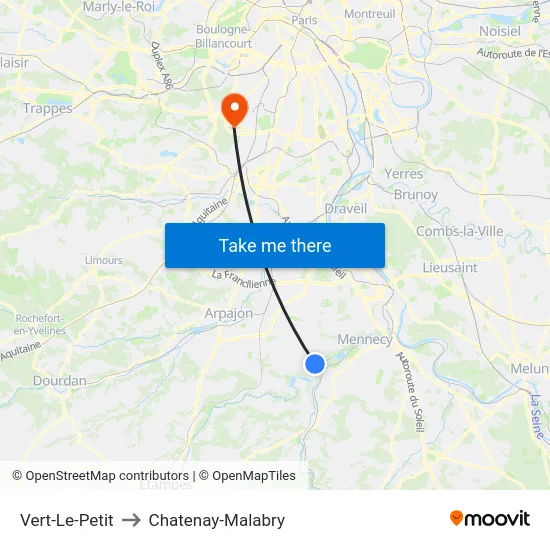 Vert-Le-Petit to Chatenay-Malabry map