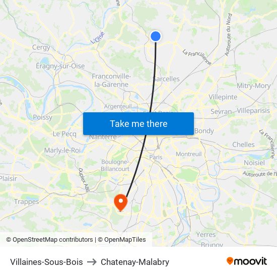Villaines-Sous-Bois to Chatenay-Malabry map