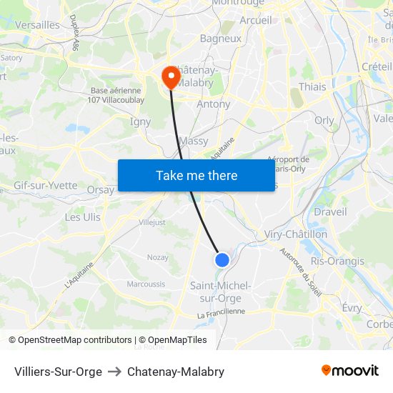 Villiers-Sur-Orge to Chatenay-Malabry map
