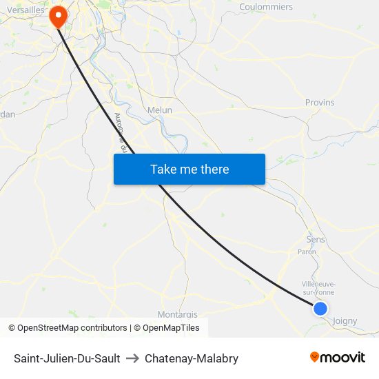 Saint-Julien-Du-Sault to Chatenay-Malabry map