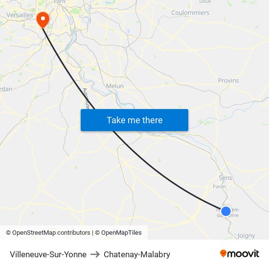 Villeneuve-Sur-Yonne to Chatenay-Malabry map
