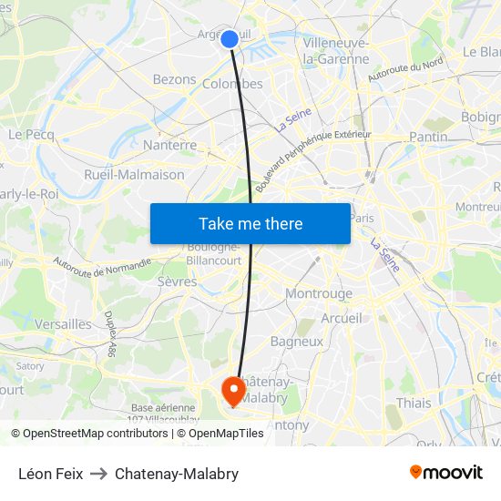 Léon Feix to Chatenay-Malabry map