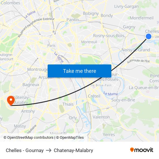 Chelles - Gournay to Chatenay-Malabry map