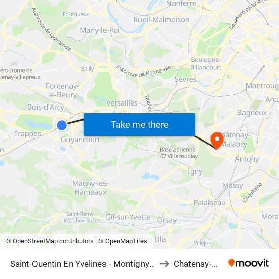 Saint-Quentin En Yvelines - Montigny-Le-Bretonneux to Chatenay-Malabry map