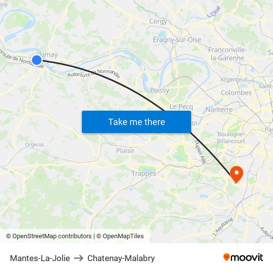 Mantes-La-Jolie to Chatenay-Malabry map