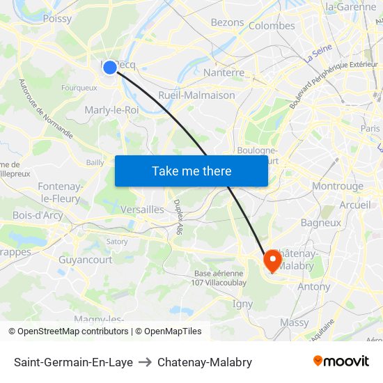 Saint-Germain-En-Laye to Chatenay-Malabry map