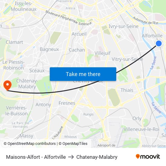 Maisons-Alfort - Alfortville to Chatenay-Malabry map