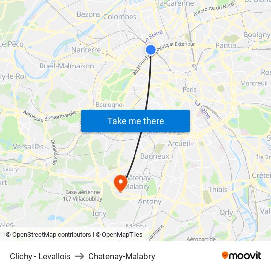Clichy - Levallois to Chatenay-Malabry map