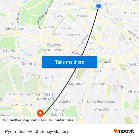 Pyramides to Chatenay-Malabry map