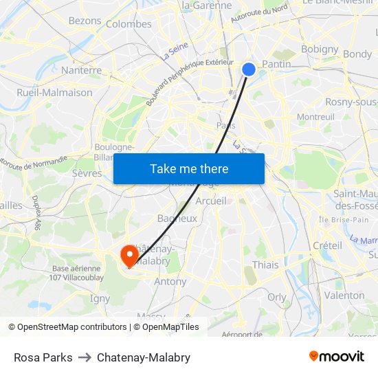 Rosa Parks to Chatenay-Malabry map